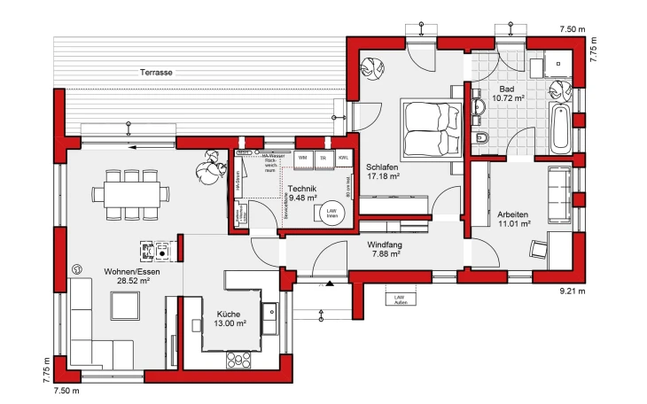 Wolf-Haus - Musterhaus Edition B 98 Erdgeschoss