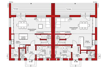 Grundriss Familienhaus Edition D 133 Doppelhaushälfte von Wolf-Haus