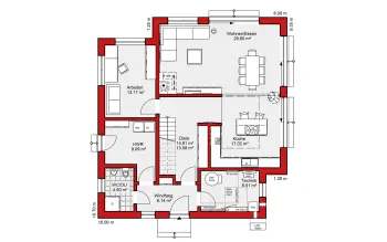 Grundriss Familienhaus Edition E 178 von Wolf-Haus