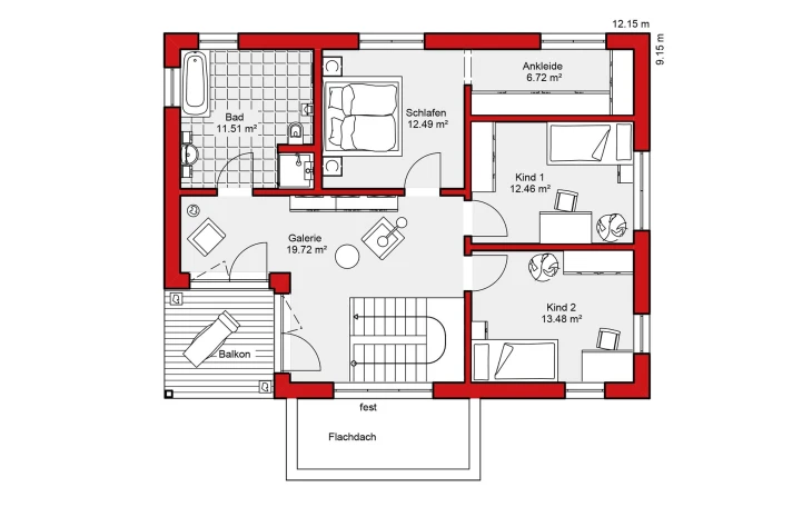 Wolf-Haus - Musterhaus Edition S 161 Obergeschoss