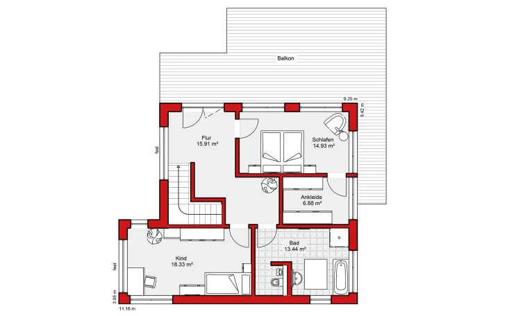 Wolf-Haus - Musterhaus Edition S 187 Obergeschoss