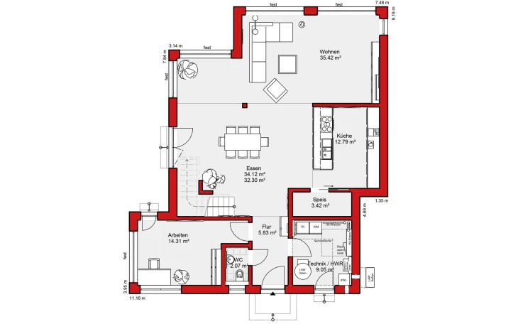 Wolf-Haus - Musterhaus Edition S 187 Erdgeschoss