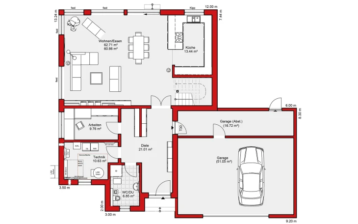 Wolf-Haus - Musterhaus Edition S 196 Erdgeschoss