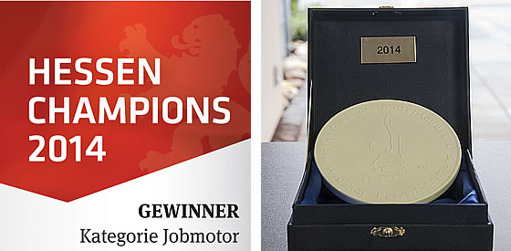 Zwei Auszeichungen die FingerHaus im Jahre 2014 erhielt. Links Hessen Champion 2014 - Jobmotor - und rechts der große Preis des Mittelstandes - Premier–Ehrenplakette. Fotos: FingerHaus