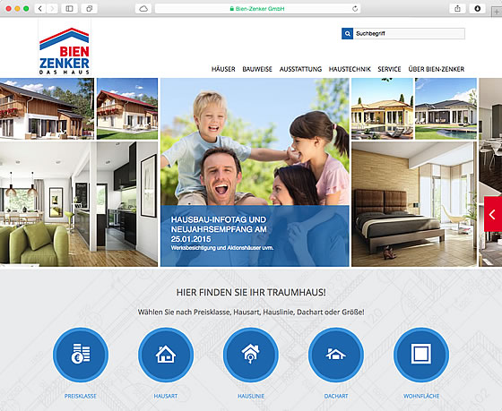 Push the button – Der Weg zum Traumhaus - Screenshot Website Bien-Zenker