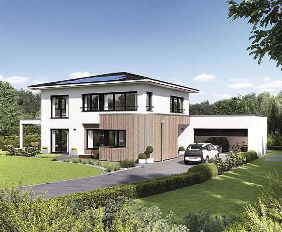 Design, Energieeffizienz und ein intelligentes Nutzungskonzept sind bei der Stadtvilla von WeberHaus perfekt in Einklang gebracht.. Foto: WeberHaus