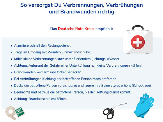 Brandwunden richtig versorgen. Foto: daenemark.de