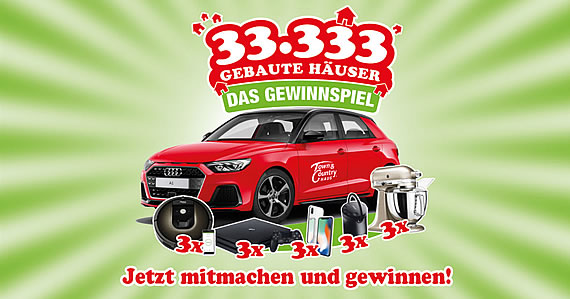 33.333 gebaute Häuser – Mitfeiern und gewinnen! 33.333 gebaute Häuser – Mitfeiern und gewinnen!
