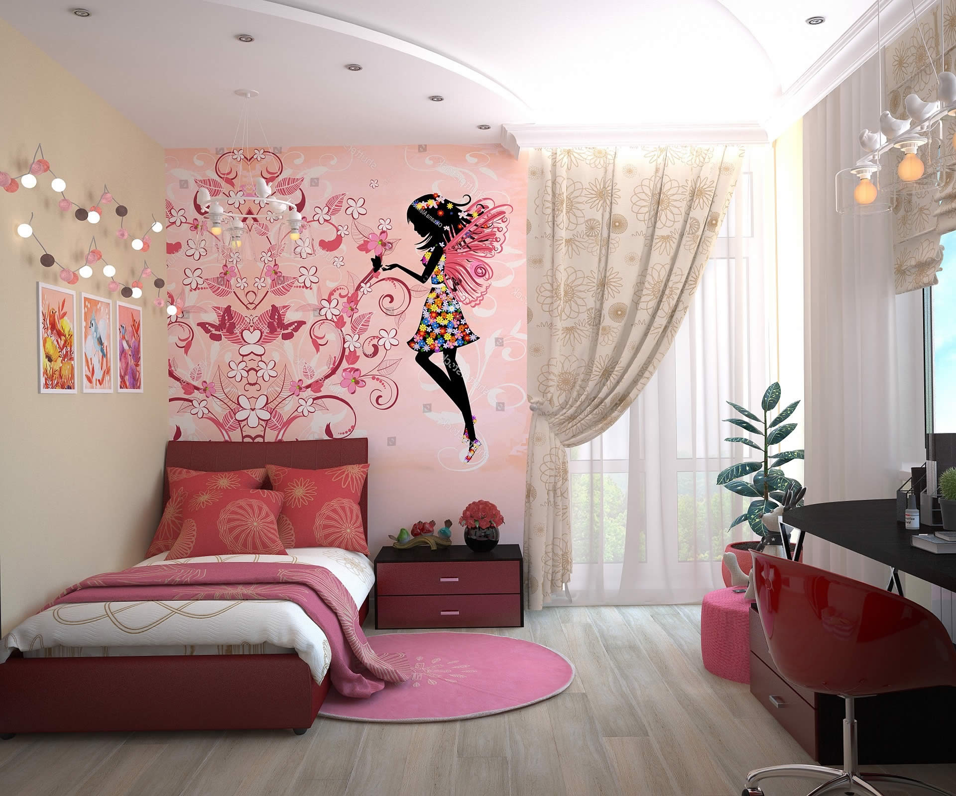 Ein Traum in Pink: Fototapeten als farblich integrierter Eyecatcher. Foto: pixabay.com / Victoria Borodinova