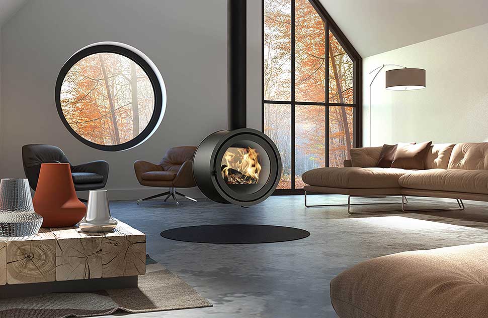 Designerstück mit Durchblick. Flammen, die im Raum schweben. Foto: Spartherm Designerstück mit Durchblick. Flammen, die im Raum schweben. Foto: Spartherm
