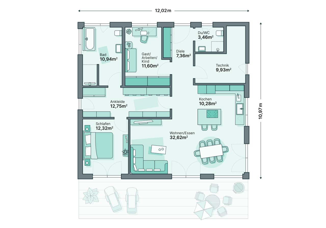 Der moderne Hausgrundriss. Grafik: wie-wir.de