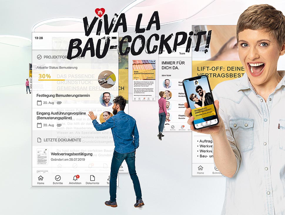 Die App Bau-Cockpit von Living Haus revolutioniert, wie Baufamilien ihren Hausbau erleben. Foro: Living Haus Die App Bau-Cockpit von Living Haus revolutioniert, wie Baufamilien ihren Hausbau erleben. Foro: Living Haus