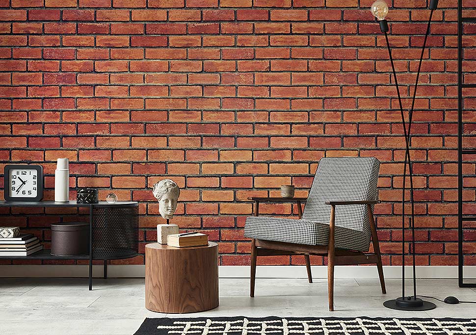 Fototapete Backstein - Ideen und Inspirationen mit Fototapeten für Wohnzimmer. Foto: myredro.de Fototapete Backstein - Ideen und Inspirationen mit Fototapeten für Wohnzimmer. Foto: myredro.de