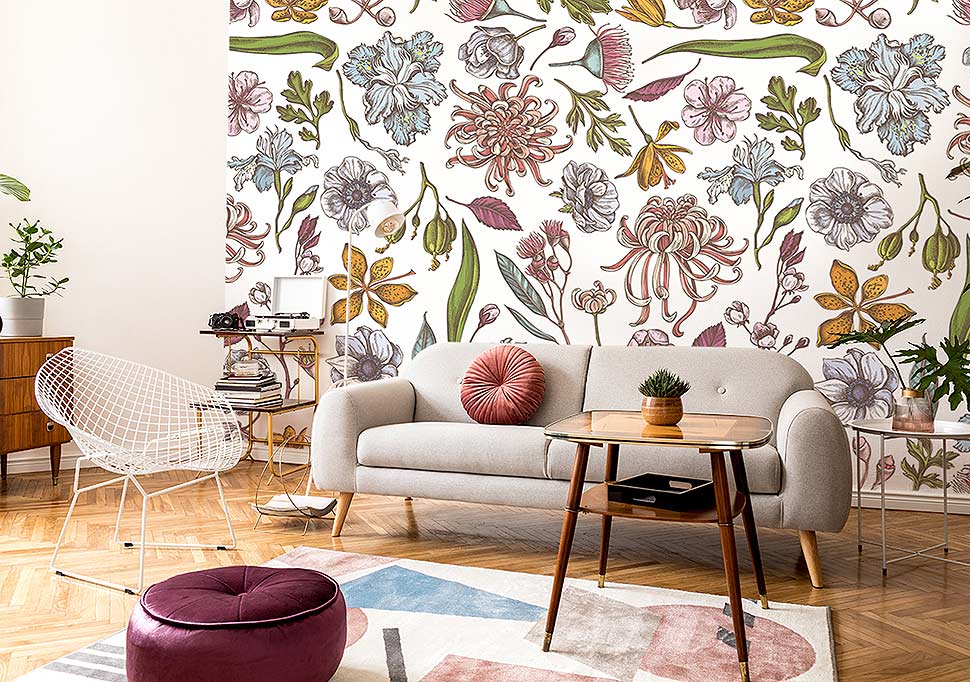 Fototapete Blumen - Ideen und Inspirationen mit Fototapeten für Wohnzimmer. Foto: myredro.de Fototapete Blumen - Ideen und Inspirationen mit Fototapeten für Wohnzimmer. Foto: myredro.de