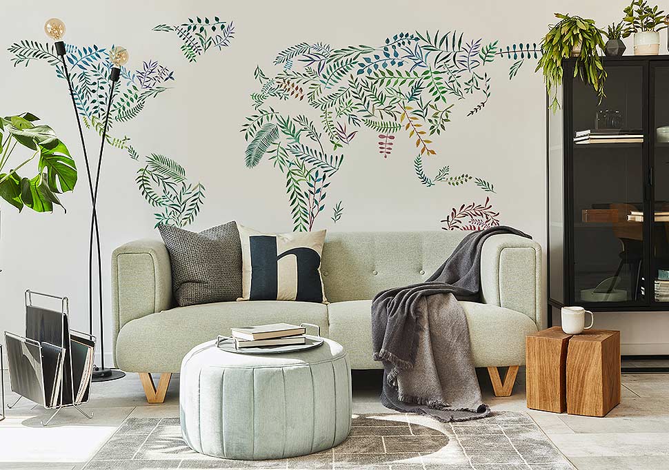 Fototapete Weltkarte - Ideen und Inspirationen mit Fototapeten für Wohnzimmer. Foto: myredro.de Fototapete Weltkarte - Ideen und Inspirationen mit Fototapeten für Wohnzimmer. Foto: myredro.de