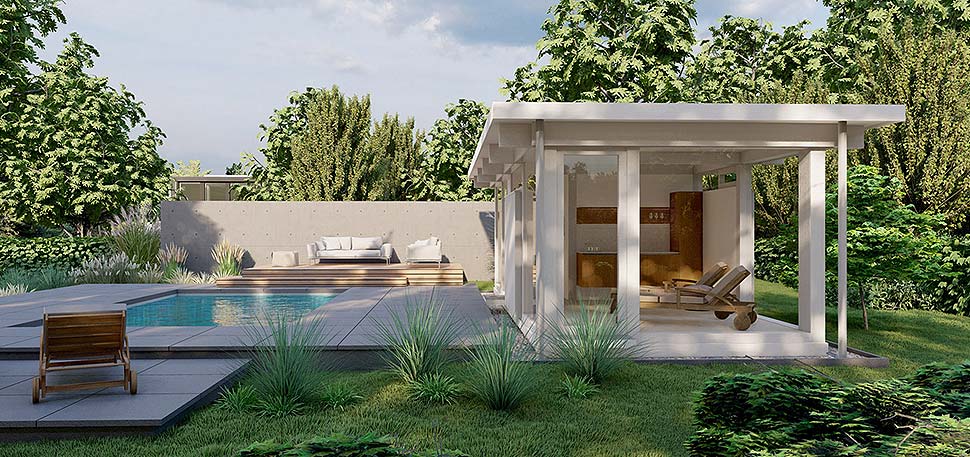 HUF Tiny House - Wellnessbereich mit Pool. Foto: HUF HAUS