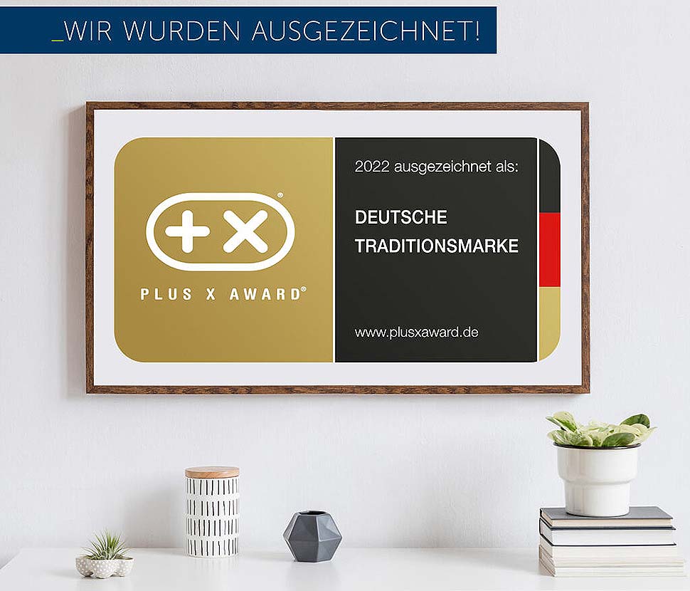 Plus X Award Siegel "Deutsche Traditionsmarke 2022"