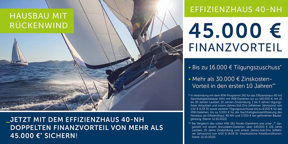Mit Schwabenhaus den doppelten Finanzierungs-Vorteil für das Effizienzhaus mit Nachhaltigkeitsklasse sichern. Grafik Schwabenhaus Mit Schwabenhaus den doppelten Finanzierungs-Vorteil für das Effizienzhaus mit Nachhaltigkeitsklasse sichern. Grafik Schwabenhaus