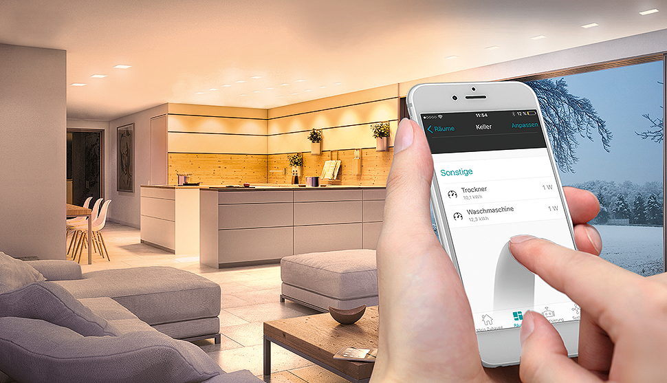 Eine zentrale Steuerung per App: Das Smart Home-System vernetzt alle smarten Geräte untereinander. Foto: JUNG