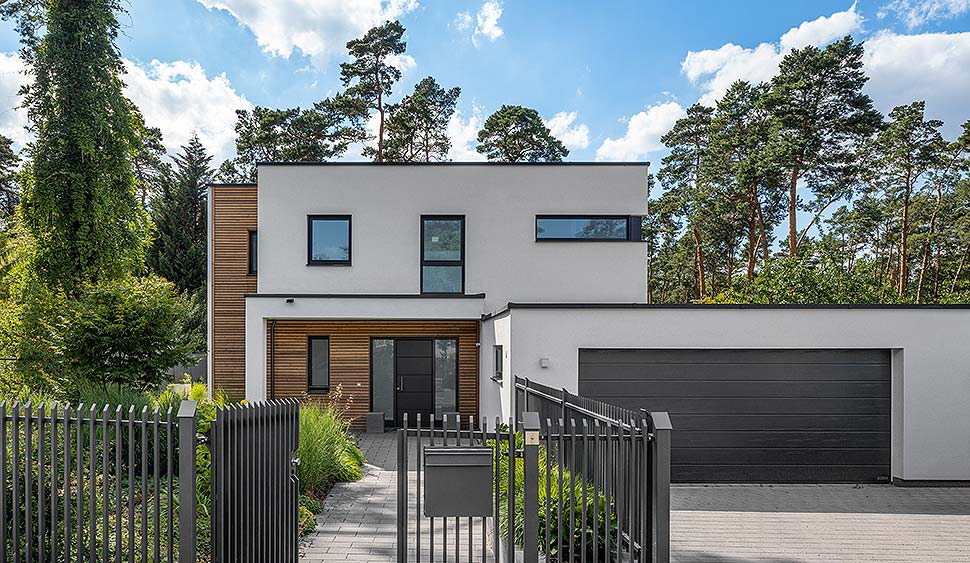 Nachhaltiges und wohngesundes Haus im Bauhausstil. Foto: WeberHaus