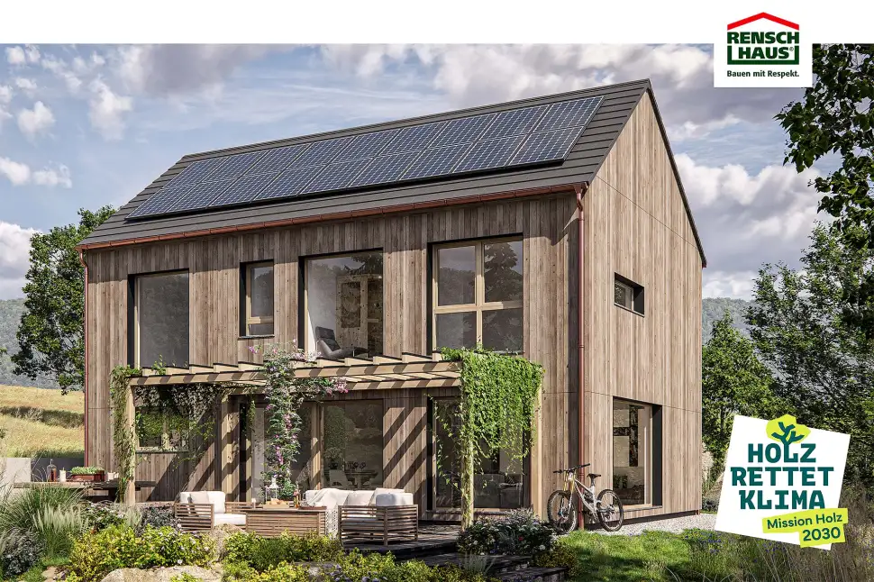 RENSCH-HAUS unterstützt die Initiative „Holz rettet Klima“. Aktionstage vom 13.09.2024 bis 29.09.2024. Foto: RENSCH-HAUS