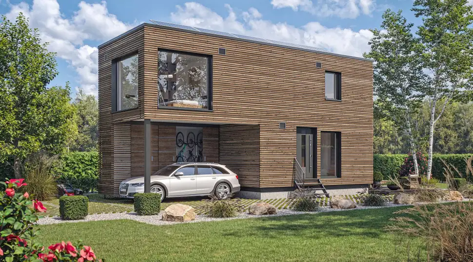 Auch modular geplante und errichtete Wohnhäuser sind möglich – zum Beispiel im Rahmen der Rückraumbebauung im eigenen Garten. Foto: BDF / RENSCH-Haus 
