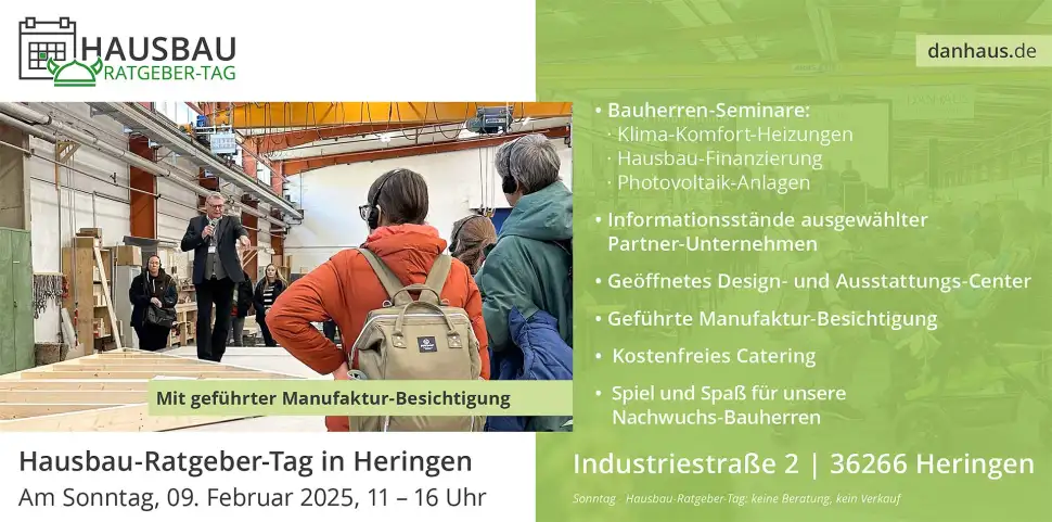 Einladung zum Hausbau-Ratgeber-Tag am 09. Februar 2025 mit Werksbesichtigung!
