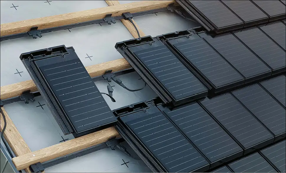 Modern leben, unsichtbar Sonnenstrom erzeugen: Solardachziegel sind sehr unauffällig und lassen sich perfekt ins Gesamtbild des Eigenheims integrieren. Foto: autarq / Creaton / txn 