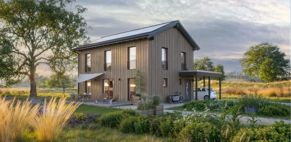 Haas Verde S140 setzt neue Maßstäbe im nachhaltigen Hausbau – mit ökologischen Materialien, energieeffizienter Technik und modernem Design. Foto: Haas Fertigbau GmbH
