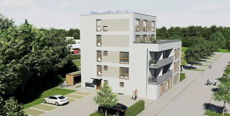 Neubaugebiet Seilerbrücklwiesen in Freising wird ein innovatives Mehrfamilienhaus entstehen, das nicht nur Wohnraum im Einzugsgebiet von München schafft, sondern auch als Leuchtturmprojekt für den Bauträger und die Region dient. Foto: Haas Fertigbau GmbH