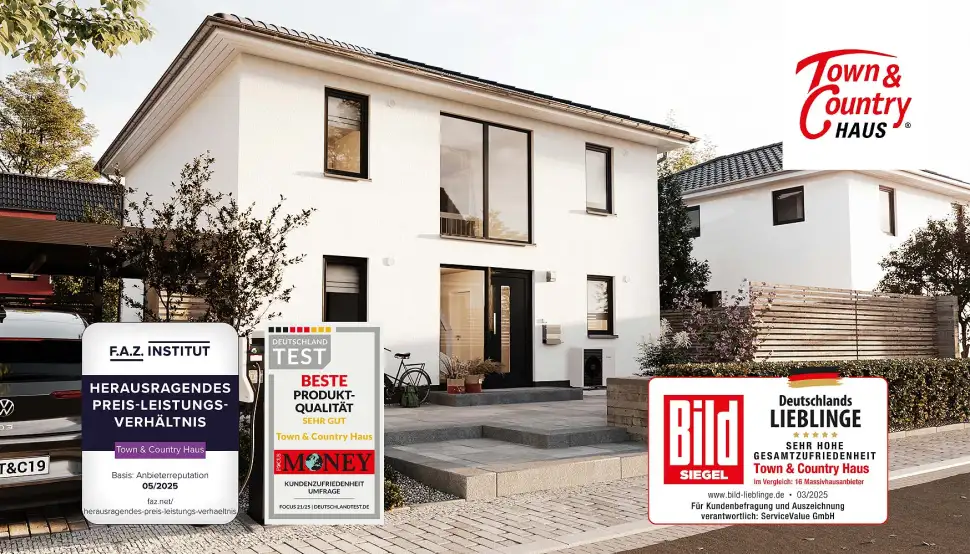 Dreifach ausgezeichnet: Town & Country Haus ist ein verlässlicher Hausbaupartner.. Foto: T&C