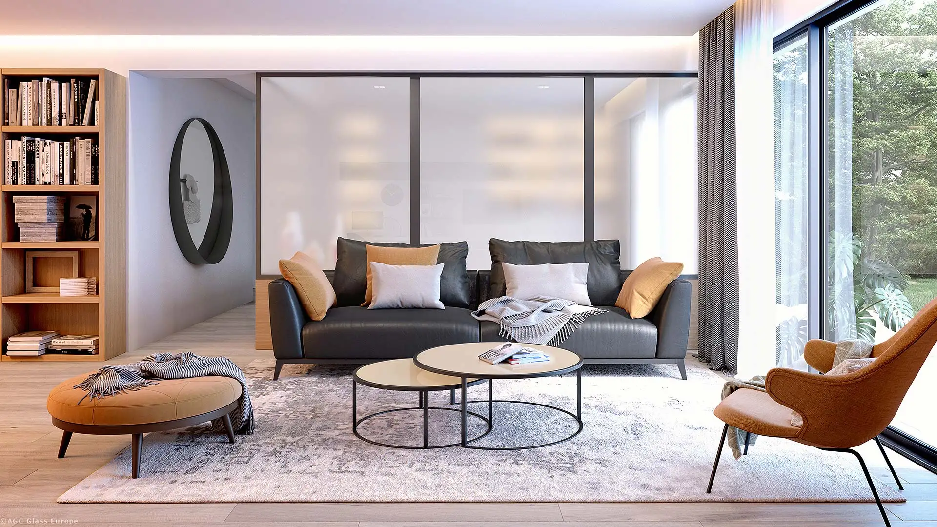 Matelux strukturiert R&auml;ume und bietet gleichzeitig Sichtschutz und hohe Tageslichttransmission. Foto: AGC Glass Europe