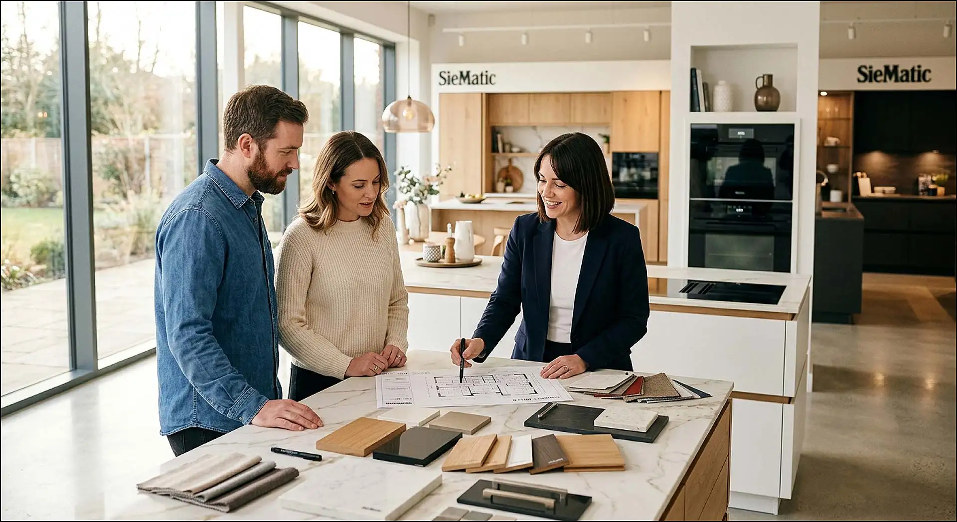 Eine gute Beratung beginnt nicht mit Produkten, sondern mit Fragen. Im Küchenstudio treffen individuelle Wünsche auf fachliche Kompetenz – und aus Ideen werden konkrete Pläne. Wer sich Zeit für diesen ersten Schritt nimmt, legt den Grundstein für jahrelange Zufriedenheit. Foto: Der Kreis Küchenspezialisten, KI